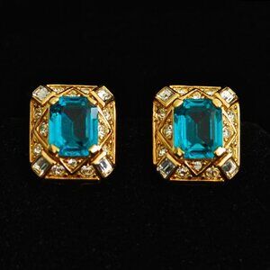 Nina Ricci Green & Gold Earrings - Signed